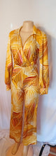 Load image into Gallery viewer, Leaf print Knit Jumpsuit Medium Kargo Fresh
