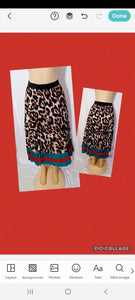 Leopard print colorblock midi skirt One Size Kargo Fresh