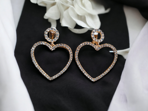 Light Rhinestone heart clip on earrings Kargo Fresh