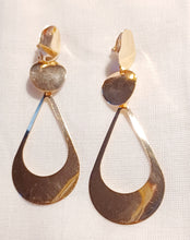 Load image into Gallery viewer, Light gold metal abstract Hoop Clip On Earrings Kargo Fresh
