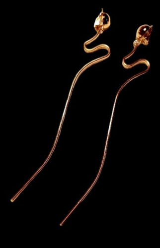 Long  Abstract Metal Clip On Earrings Gold 5 inch Kargo Fresh