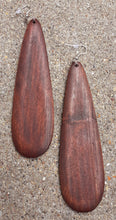 Load image into Gallery viewer, Long Teakwood abstract oval design wooden Earrings Kargo Fresh
