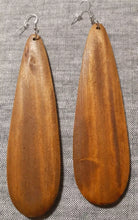 Load image into Gallery viewer, Long Teakwood abstract oval design wooden Earrings Kargo Fresh
