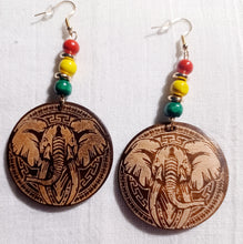 Load image into Gallery viewer, Lucky African Elephant Wooden Earrings Kargo Fresh
