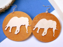 Load image into Gallery viewer, Lucky African Elephant Wooden Earrings Kargo Fresh
