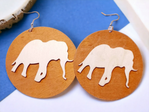 Lucky African Elephant Wooden Earrings Kargo Fresh