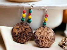 Load image into Gallery viewer, Lucky African Elephant Wooden Earrings Kargo Fresh
