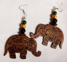 Load image into Gallery viewer, Lucky African Elephant Wooden Earrings Kargo Fresh
