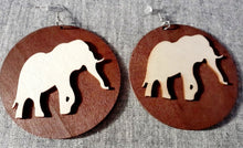 Load image into Gallery viewer, Lucky African Elephant Wooden Earrings Kargo Fresh
