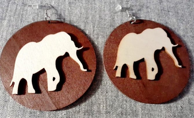 Lucky African Elephant Wooden Earrings Kargo Fresh