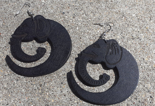 Lucky African Elephant Wooden Earrings Kargo Fresh