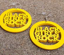 Load image into Gallery viewer, Medium Wooden BLACK GIRLS ROCK STATEMENT Earrings Kargo Fresh
