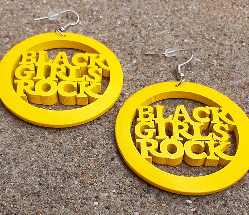 Medium Wooden BLACK GIRLS ROCK STATEMENT Earrings Kargo Fresh