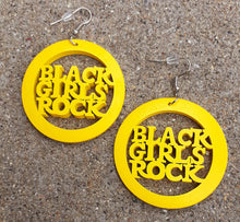 Load image into Gallery viewer, Medium Wooden BLACK GIRLS ROCK STATEMENT Earrings Kargo Fresh
