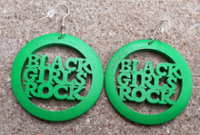 Load image into Gallery viewer, Medium Wooden BLACK GIRLS ROCK STATEMENT Earrings Kargo Fresh
