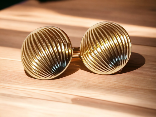 Medium large sized Chunky Gold Metal Half Ball Earrings Kargo Fresh