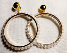 Load image into Gallery viewer, Medium sized Clip on Pearl Hoop Earrings Kargo Fresh
