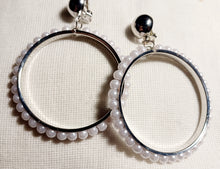 Load image into Gallery viewer, Medium sized Clip on Pearl Hoop Earrings Kargo Fresh
