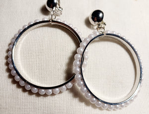 Medium sized Clip on Pearl Hoop Earrings Kargo Fresh