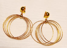 Load image into Gallery viewer, Medium sized gold metal Multi Hoop Clip On Earrings Kargo Fresh
