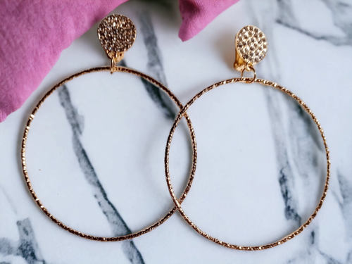 Medium sized gold metal clip on hoops Kargo Fresh