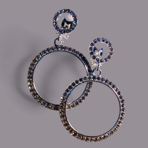 Medium sized rhinestone clip on hoops Kargo Fresh
