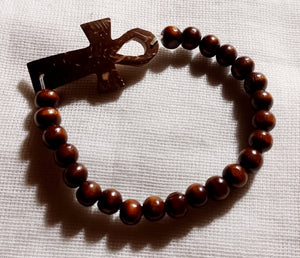 Mens Ankh wood bead bracelet Kargo Fresh