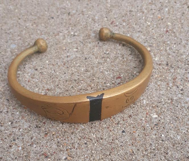 Mens Antique African Adinkra Symbol Brass Bracelet Kargo Fresh
