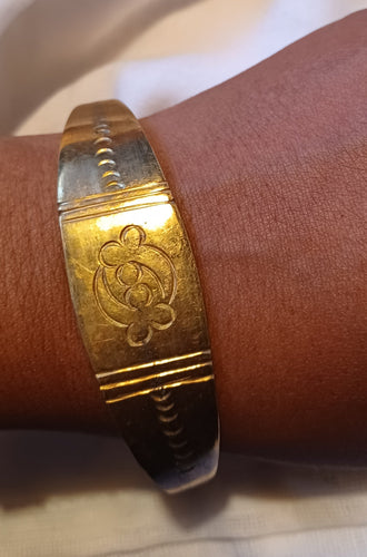 Mens Antique African Adinkra Symbol Brass Bracelet Kargo Fresh