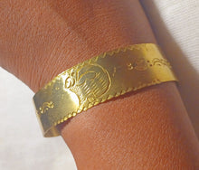 Load image into Gallery viewer, Mens Antique African Adinkra Symbol Brass Bracelet Kargo Fresh
