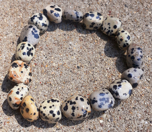 Mens Genuine Dalmatian Jasper Bead Layering Bracelet Kargo Fresh