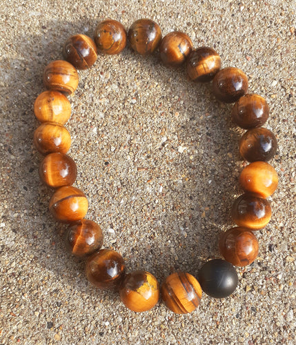 Mens Genuine Tigers Eye Bead Layering Bracelet Kargo Fresh