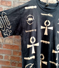 Load image into Gallery viewer, Mens Hand dyed Mudcloth, Ankh and Gye Nyame Tee Kargo Fresh
