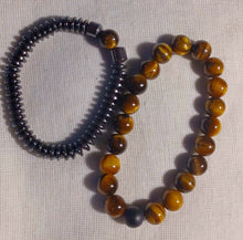 Load image into Gallery viewer, Mens Hematite and Tigers Eye Bracelet Set New Kargo Fresh
