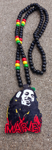 Mens Long Rasta Bob Marley Wooden Necklace Kargo Fresh