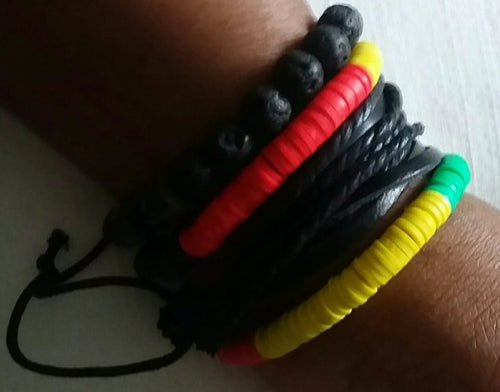 Mens RBGY Afrocentric Layering Bracelet set Kargo Fresh