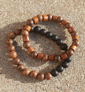 Mens Wood Bead Layering Bracelet Set Kargo Fresh