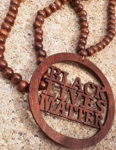 Mens Wooden Bead BLACK LIVES MATTER Necklace Kargo Fresh
