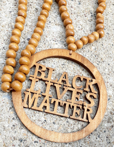 Mens Wooden Bead BLACK LIVES MATTER Necklace Kargo Fresh