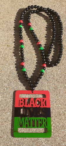 Mens Wooden Bead BLACK LIVES MATTER Necklace Kargo Fresh