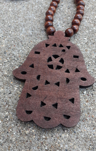 Mens Wooden Bead Hamsa Necklace Kargo Fresh