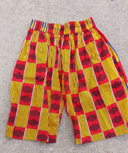 Mens handmade African Kente Cotton Shorts L/XL Kargo Fresh