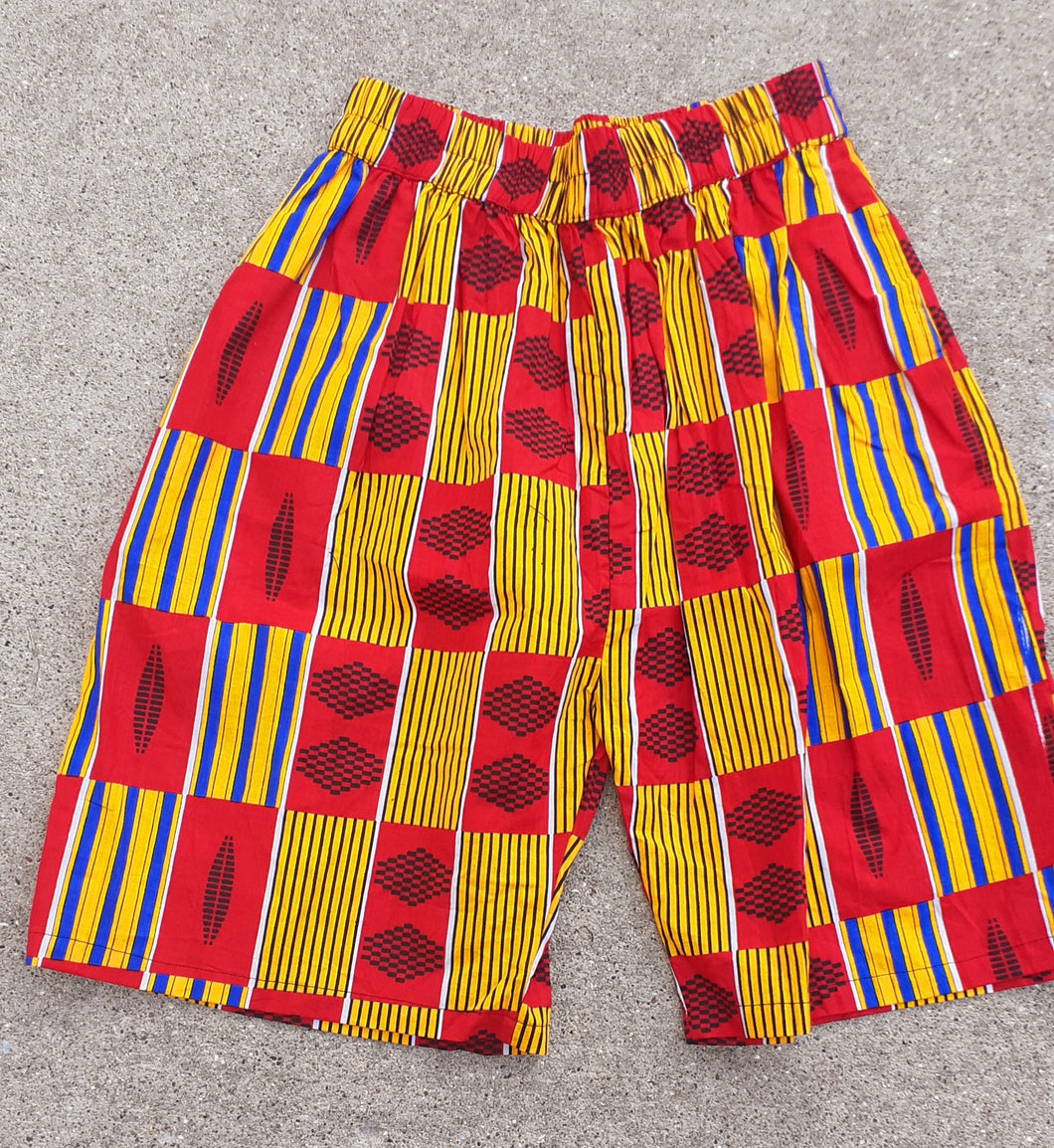 Mens handmade African Kente Cotton Shorts L/XL Kargo Fresh