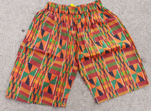 Mens handmade African Kente Cotton Shorts L/XL Kargo Fresh