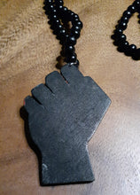 Load image into Gallery viewer, Mens handmade Handpainted RBG wooden Black Power Fist Necklace Kargo Fresh
