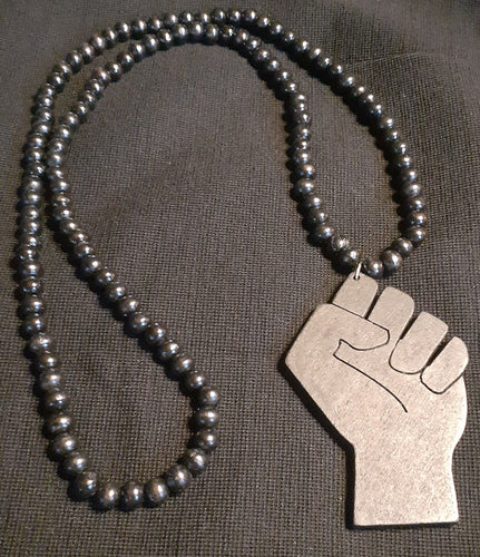 Mens handmade wooden Black Power Fist Necklace Kargo Fresh