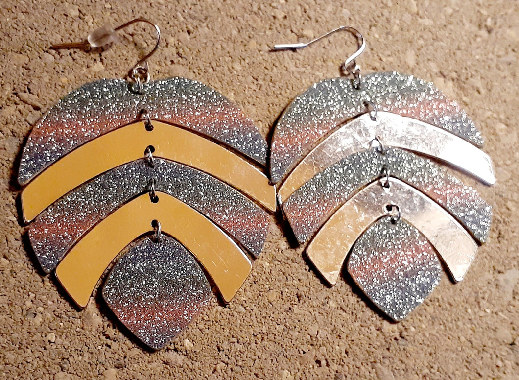 Metal Glitter Leaf Dangle Earrings Kargo Fresh