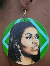 Load image into Gallery viewer, Michelle Obama Artist Print wooden Earrings Kargo Fresh
