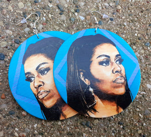Michelle Obama Artist Print wooden Earrings Kargo Fresh