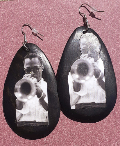 Miles Davis Tribute Large Wooden Dangle Pop Art Earrings Kargo Fresh